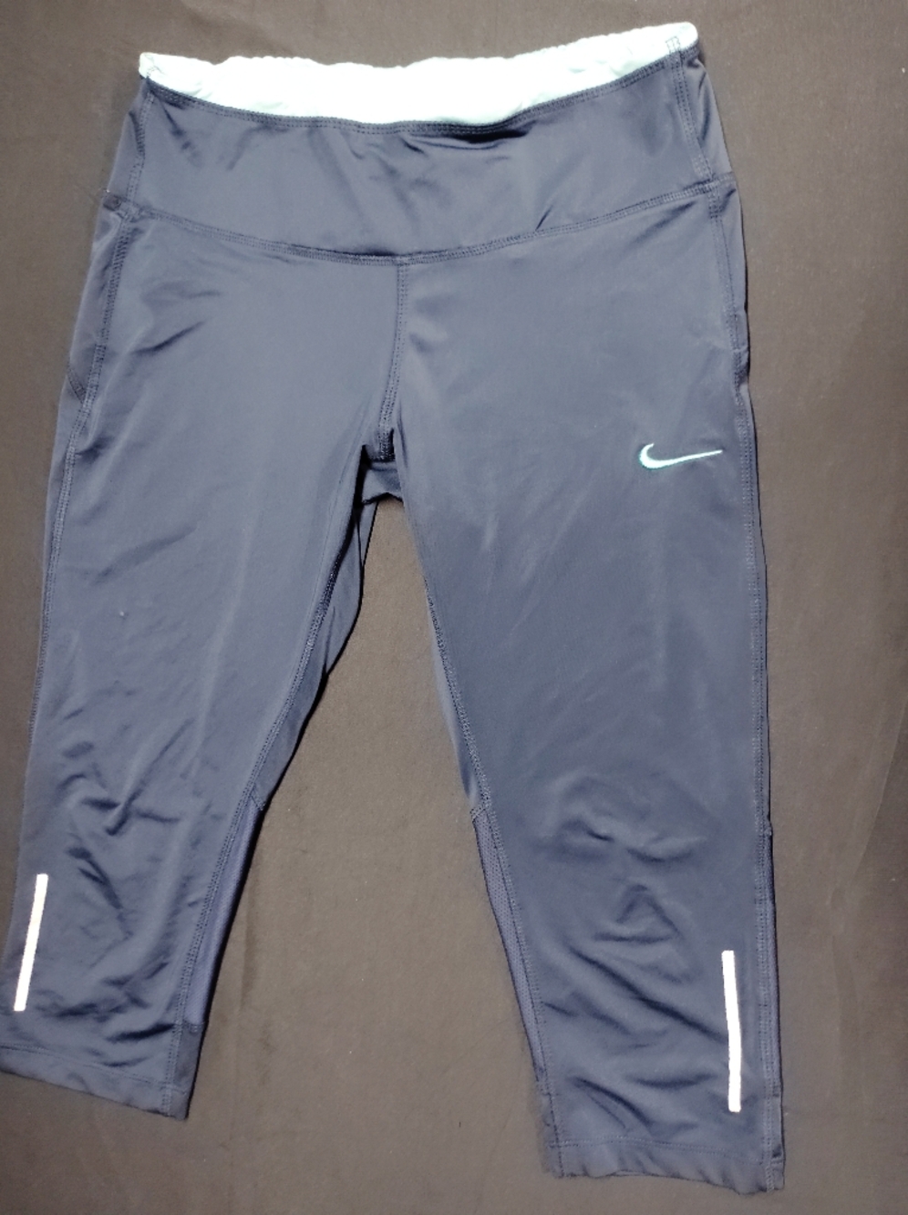 Nike Navy Blue And Aqua Athletic Capris with Light Blue Swoosh